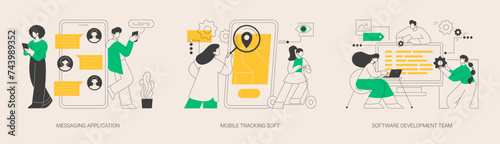 Smartphone application abstract concept vector illustrations.
