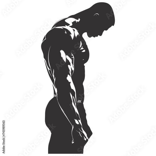 Silhouette Bodybuilding flexing body muscle black color only