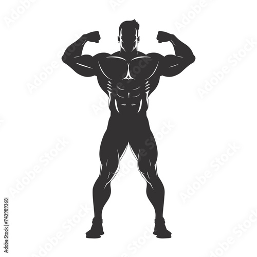 Silhouette Bodybuilding flexing body muscle black color only