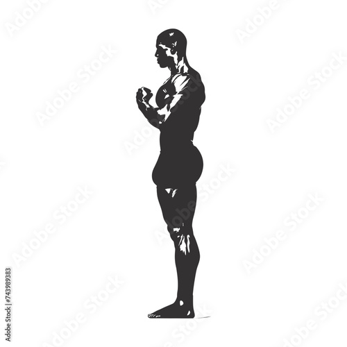 Silhouette Bodybuilding flexing body muscle black color only