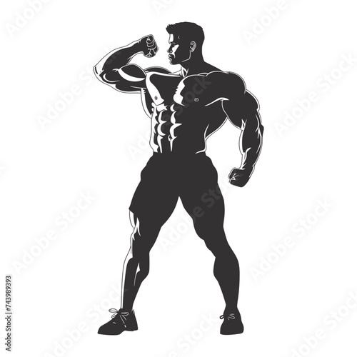 Silhouette Bodybuilding flexing body muscle black color only