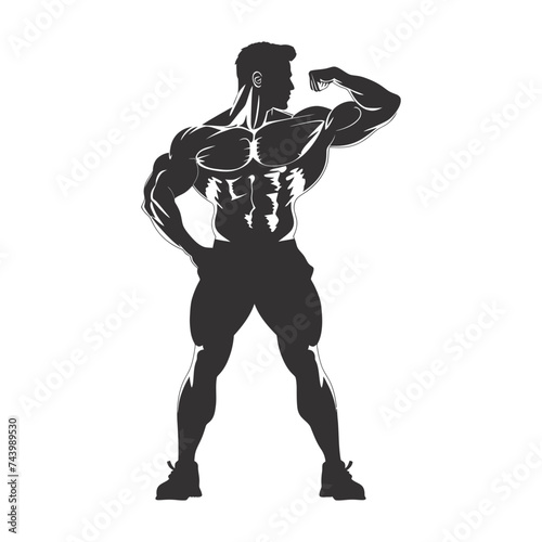 Silhouette Bodybuilding flexing body muscle black color only