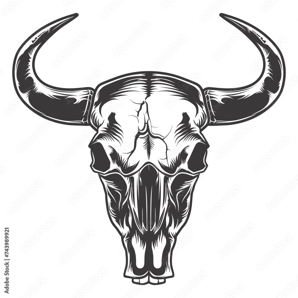Silhouette bull head skull black color only full Silhouette bull head skull black color only full