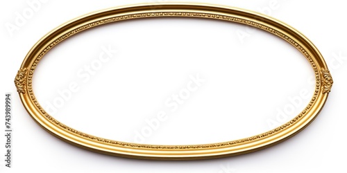 Vintage retro classic antique oval frame for picture decorative background. Golden old style elegance scene photo