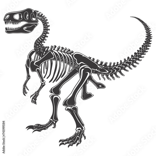 Silhouette Dinosaur skeleton black color only