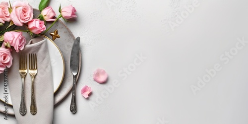 minimalistic design Table decor concept for Mother's Day. photo