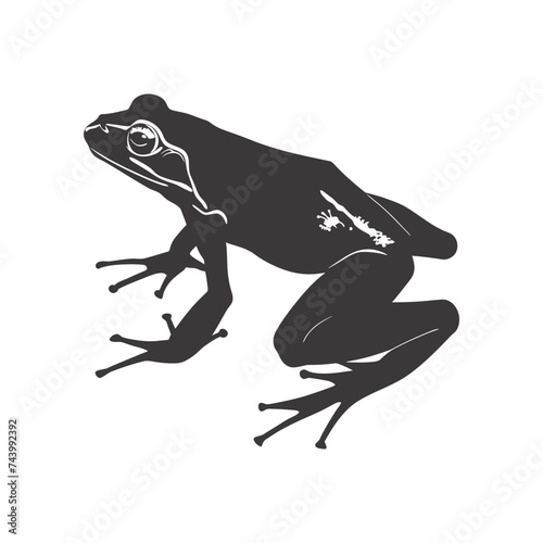 Silhouette frog black color only full body photo