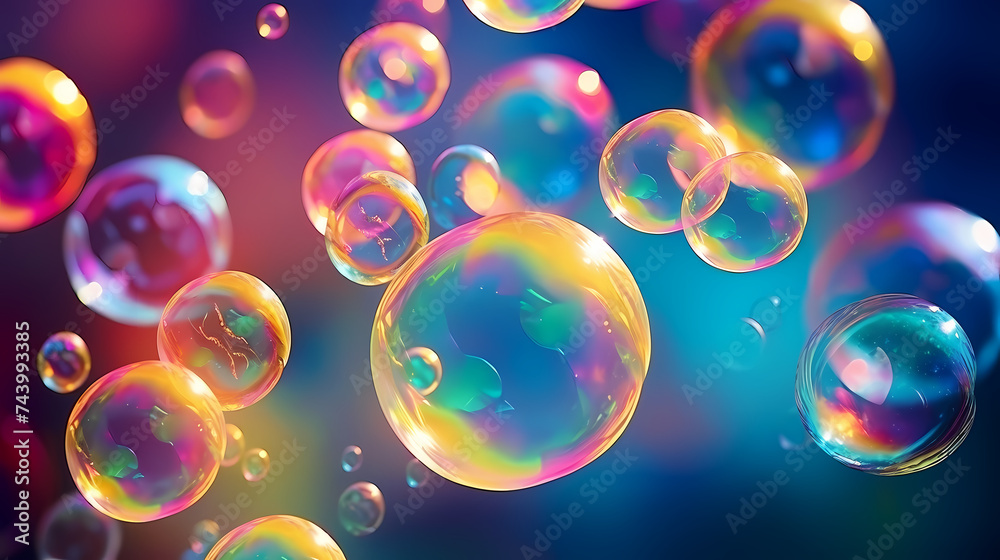 Rainbow colored soap bubbles