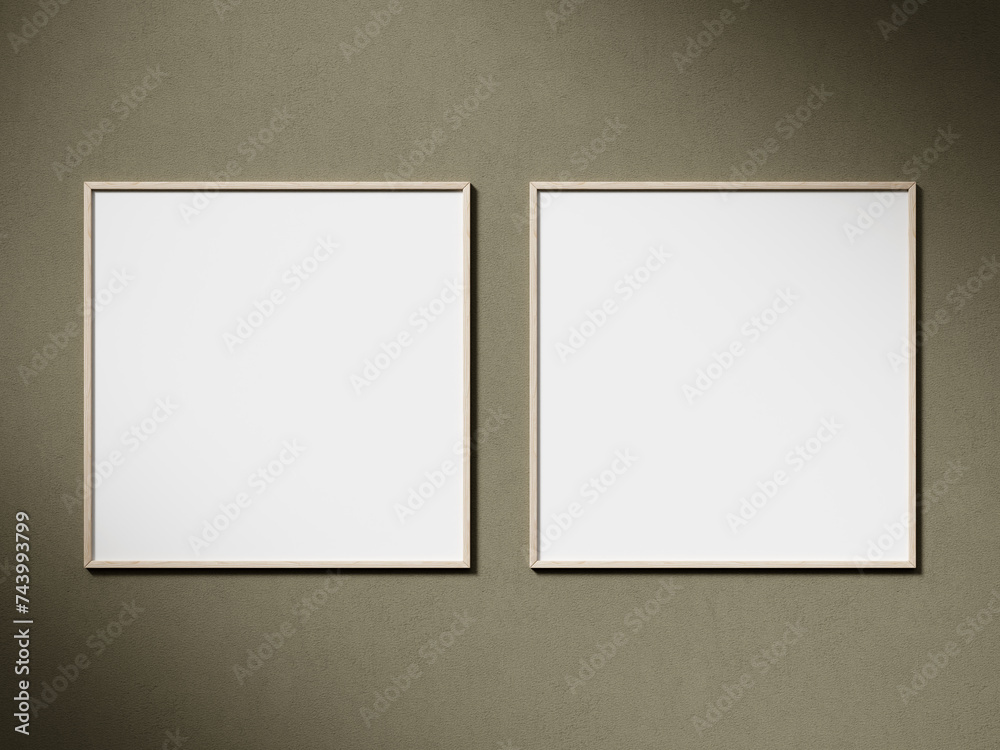 Blank picture frame mockup on brown wall. Brown living room design. View of interior with artwork mock up on wall.