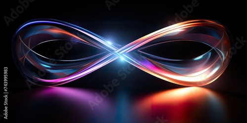 neon effect modern conceptual design, light glowing infinity shape, energy laser loop magic power round wave