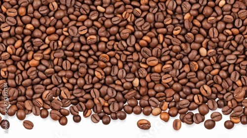 Scattered coffee beans white background top view arabica fresh roasted minimalist concept