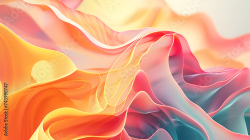 Liquid fusion background for HD mixed colors white solid  bcakground  light colors,Waves of silk in pastel orange and blue hues create a serene and luxurious texture.
 photo