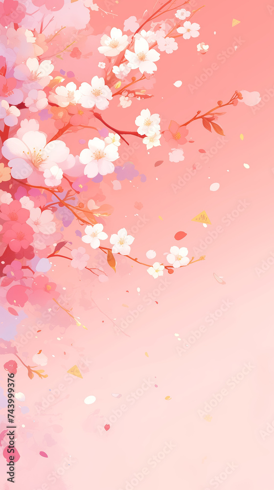 Hanami / cherry blossom festival banner in pink with copy space Hanami / cherry blossom festival banner in pink with copy space
