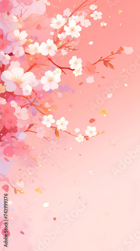 Hanami / cherry blossom festival banner in pink with copy space © Studio F.