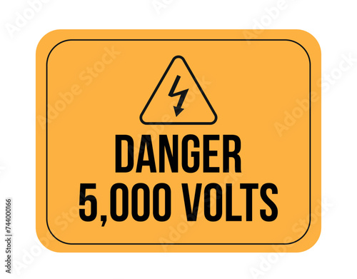 5000 volts. Danger, electricity and high voltage. Warning vector isolated on white background