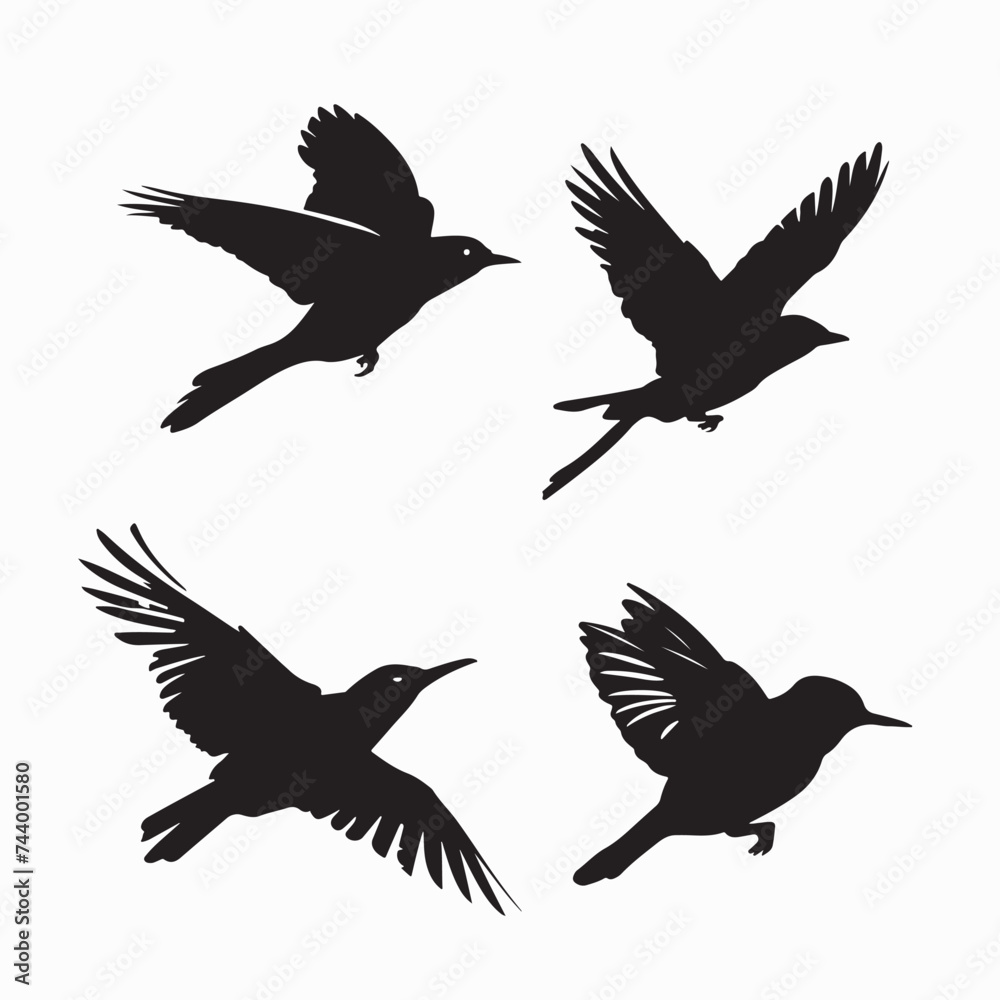 set of bird vector silhouette set of bird vector silhouette