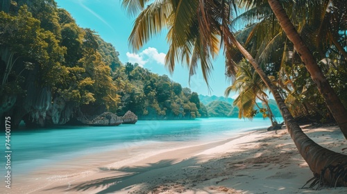 Imagine the perfect beach vacation with soft sand, tall palm trees, and tranquil turquoise sea that invites you to immerse yourself in a world of peace and beauty.