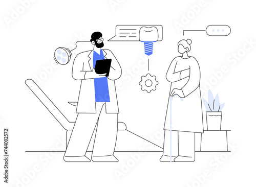 Dental implant placement abstract concept vector illustration.