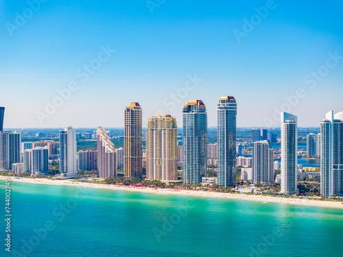 Drone photo highrise towers on Sunny Isles Beach Florida 2024 © Felix Mizioznikov
