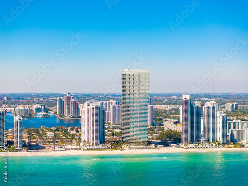 Drone photo highrise towers on Sunny Isles Beach Florida 2024 © Felix Mizioznikov