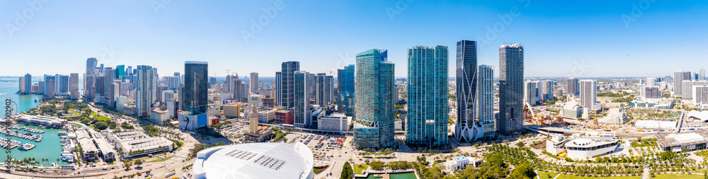 Obraz premium Epic aerial panorama Downtown Miami 2024