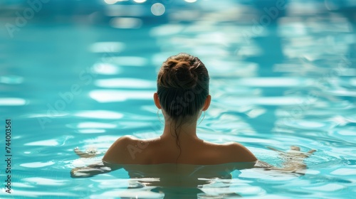 woman in a swimming pool with rear view © Yash