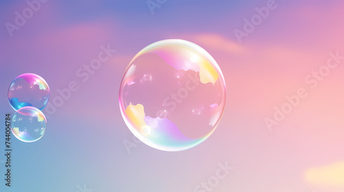 Rainbow colored soap bubbles on multicolored background © jiejie