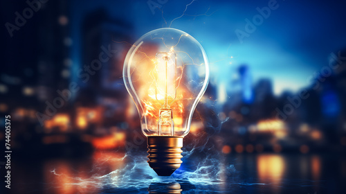 Bright Ideas. Light bulb glowing in the dark. A light bulb with a glowing brain inside, representing creativity and intelligence. Can be used to illustrate ideas, innovation, and brainstorming concept
