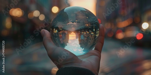crystal ball in hand close-up Generative AI