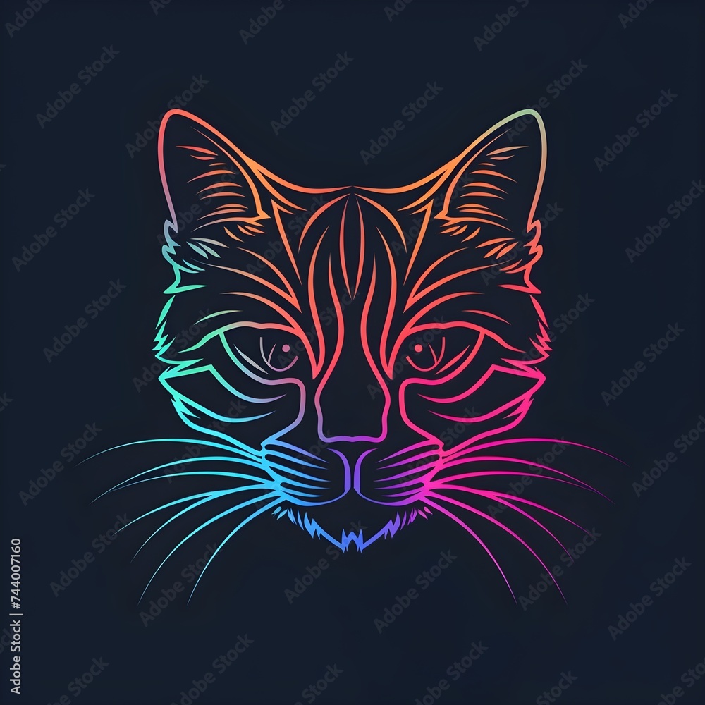 Refined Feline: Gradient Line Art Logo for Sophisticated Cats