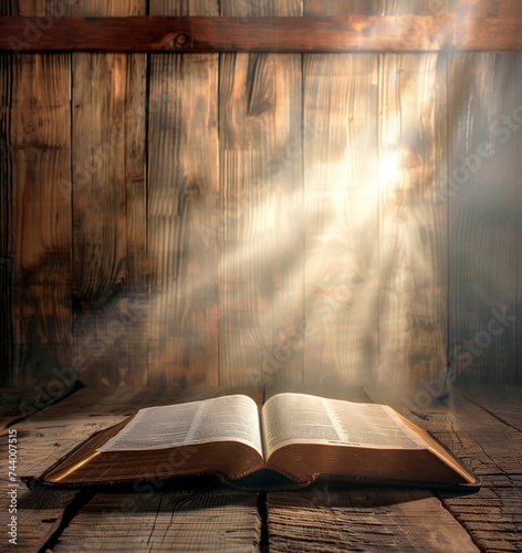 The Bible the Holy Book the Word of God with lighting effects Generative AI Illustration