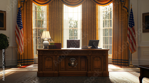 Secretary desk of the office of the president of the United States of America presidential room Generative AI Illustration photo
