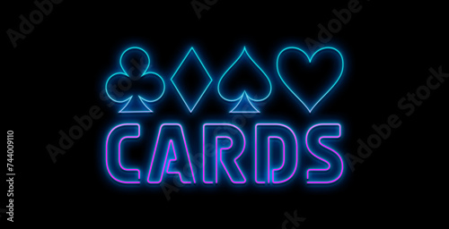 Vector realistic isolated neon sign for Blackjack cards for decoration and covering on the wall background. Concept of casino and gambling.