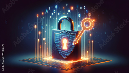 Abstract digital lock symbol representing penetration testing.