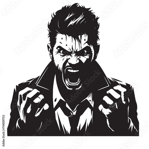 "Emotion Captured: Powerful Black and White Image of an Enraged Man"
