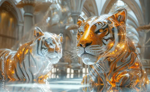 Obraz Szklane tygrysy w pałacu