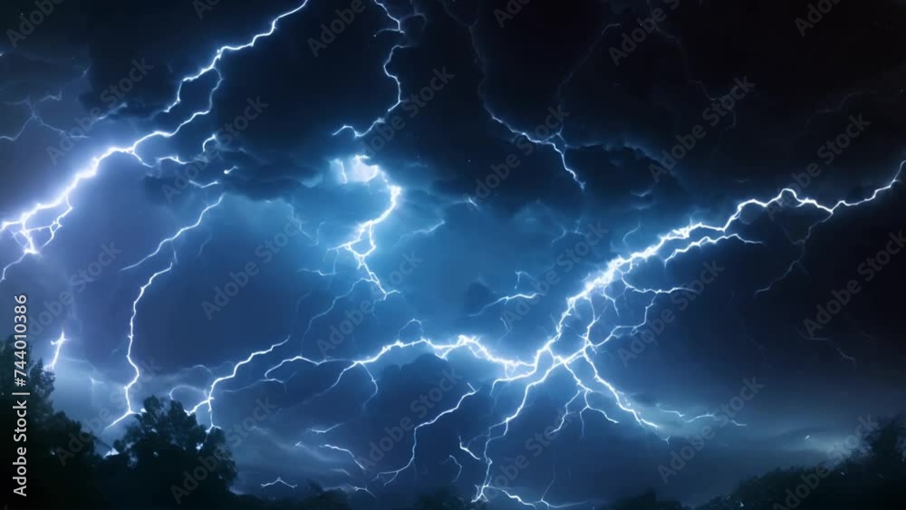 Lightning in the night sky.
