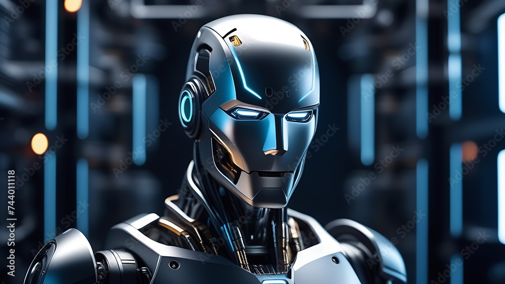 Robot in an iron suit on the way out Robot in an iron suit on the way out