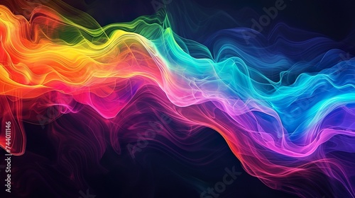 farbige, fließende Wellen vor dunklem Hintergrund photo