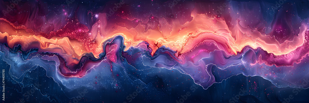  portrayal of an azure and pink artwork 3d image,
Beautiful space nebula galaxy wide format photo background material - obrazy, fototapety, plakaty 
