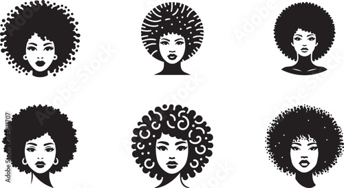 Afro Woman Hair Style Vector Illustration