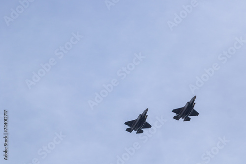 RAF Lakenheath, Brandon, Suffolk, UK
February 15th 2024
Two F35 fighter jets flying over RAF Lakenheath  photo