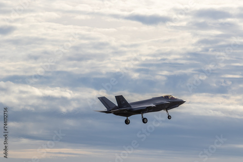 F35 coming into land at RAF Lakenheath with landing gear down  photo