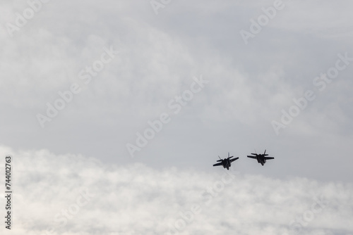 Two F35 fighter jets flying over RAF Lakenheath  photo