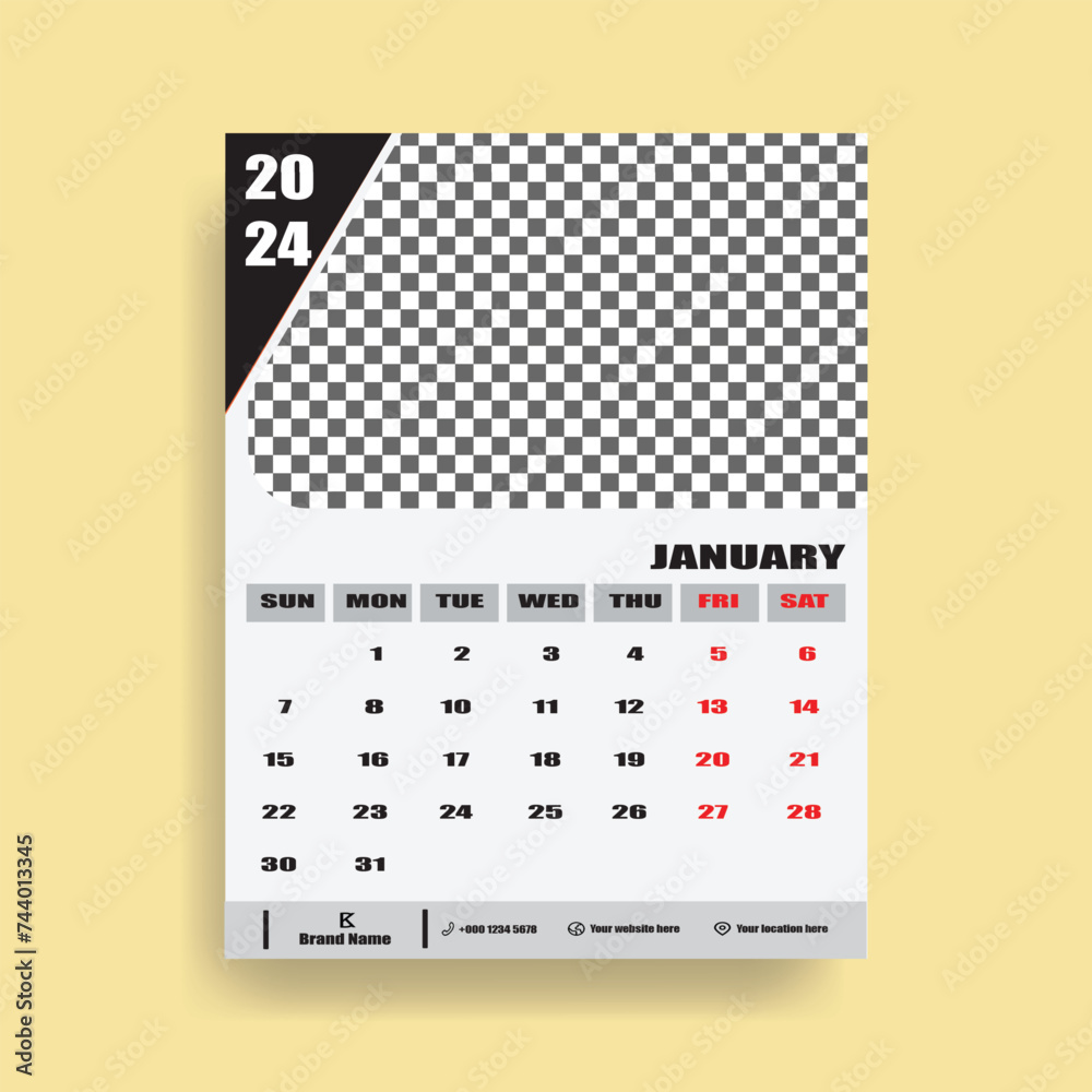 Calander design template for 2024. modern calendar design template ...