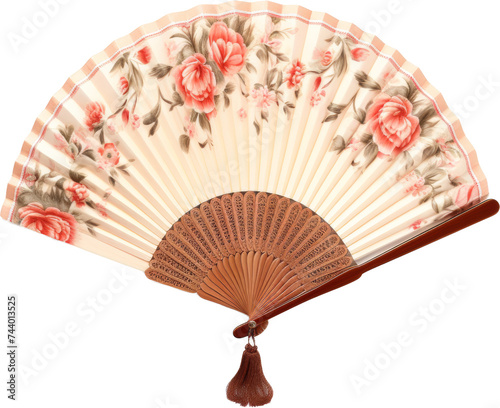 chinese hand fan isolated on white or transparent background transparency 