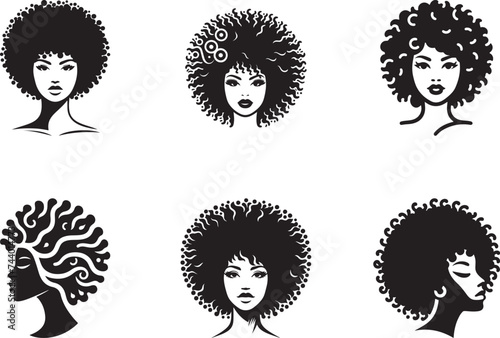 Afro Woman Hair Style Vector Illustration