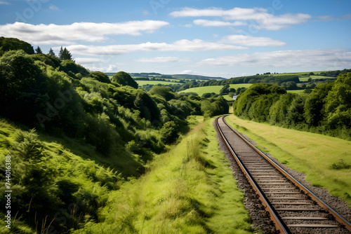 Nostalgic Scene of Vintage Steam Locomotive on Gwili Railway in Lush Green South Wales Countryside