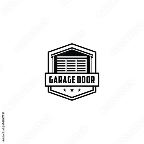 Simple Line Art Garage Warehouse Building Badge Label Logo