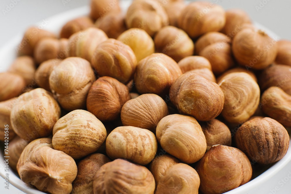 Hazelnuts close-up on a plate Hazelnuts close-up on a plate